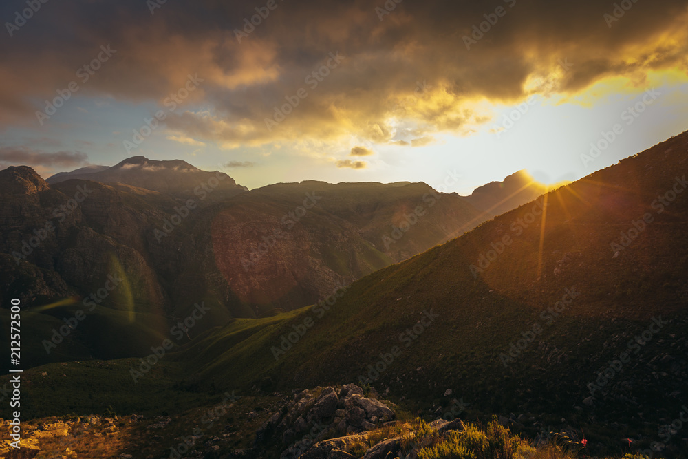 Jonkershoek自然保护区日落