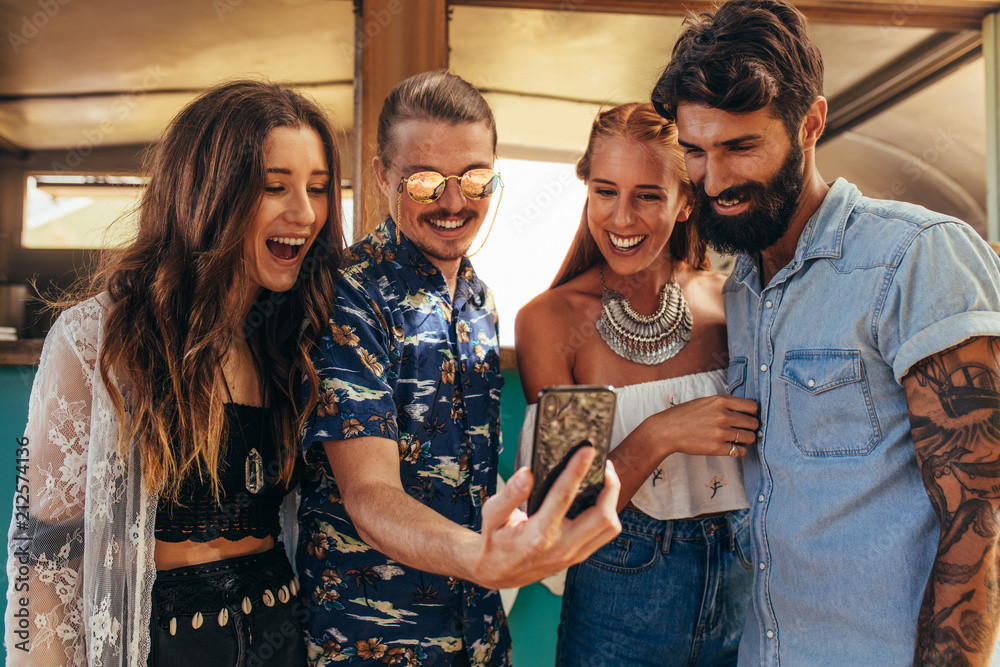 Group of friends taking selfie picture