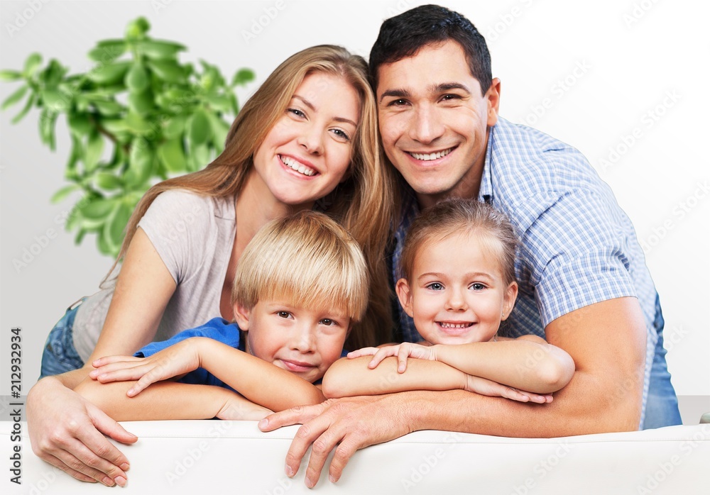 Beautiful smiling family in room