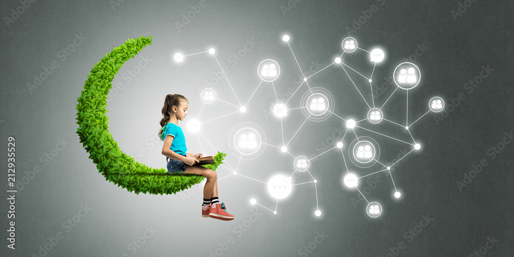 Idea of children Internet communication or online playing and electronic education