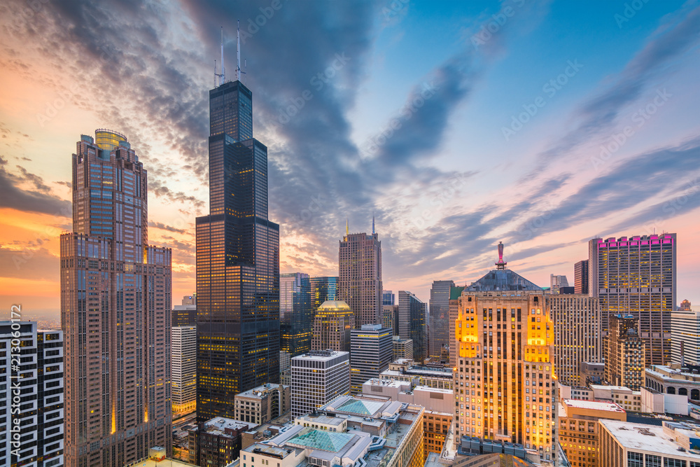 Chicago, Illinois, USA Skyline at Dusk