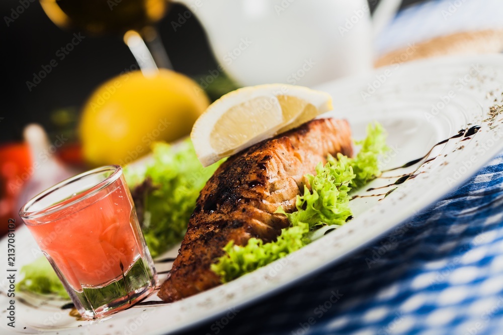 Salmon and salad