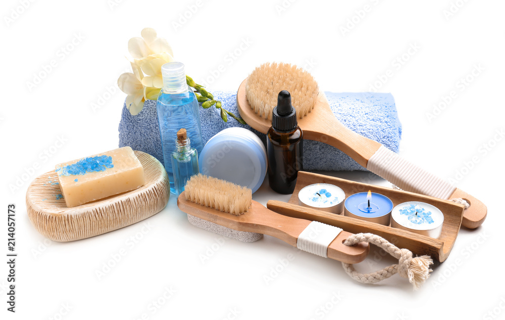 Beautiful spa composition on white background