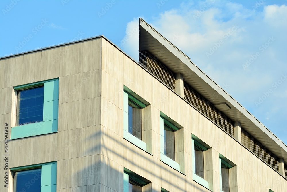 Urban abstract background, detail of modern glass facade, office business building