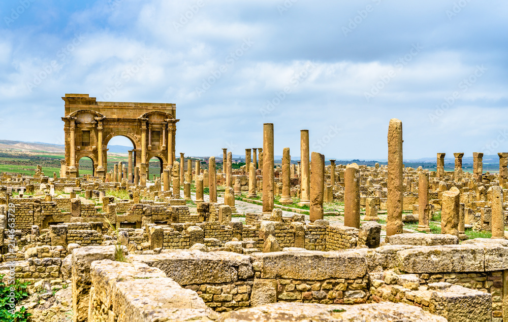 Timgad，阿尔及利亚一座罗马柏柏尔城市的废墟。