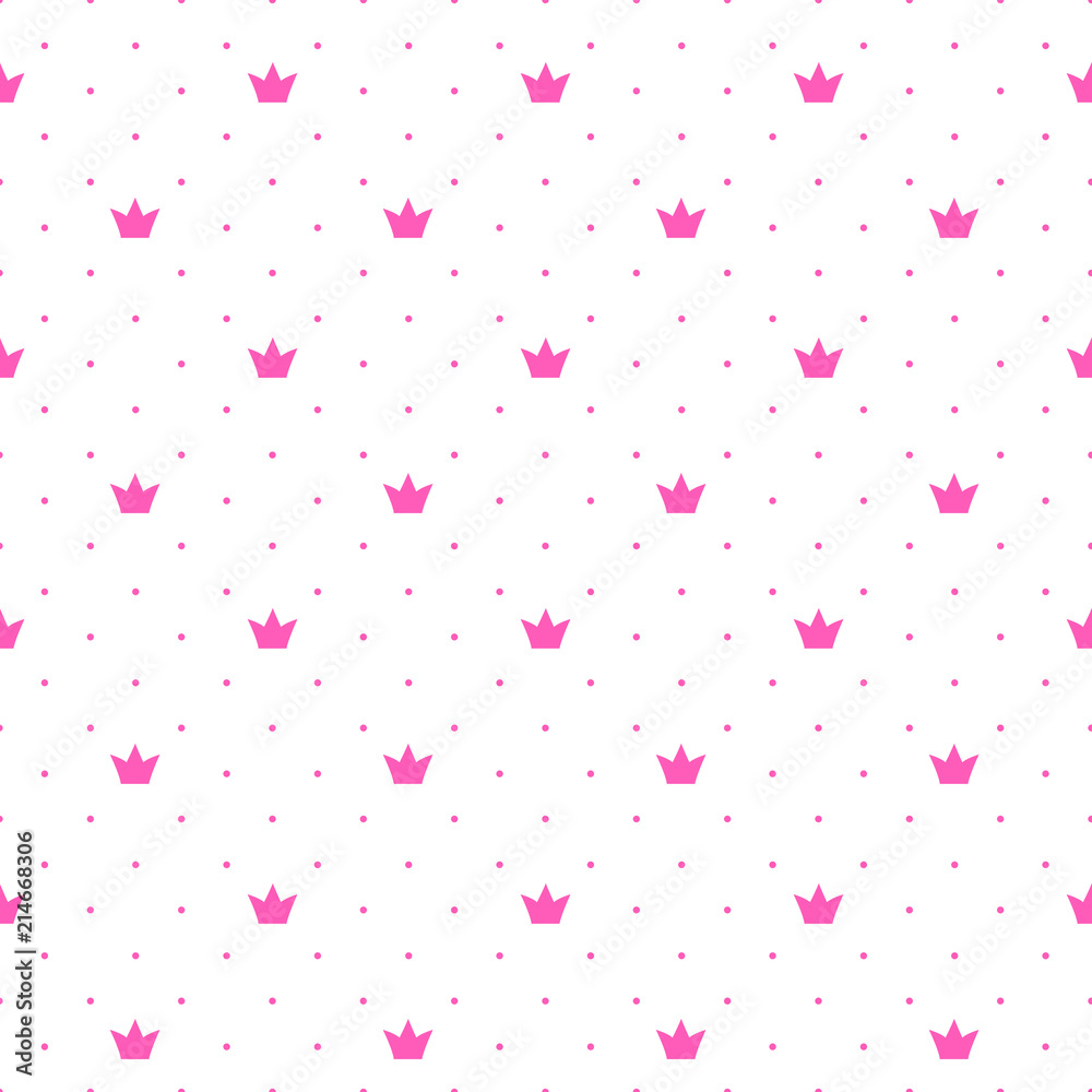 Princess Crown Seamless Pattern Background Vector Illustration