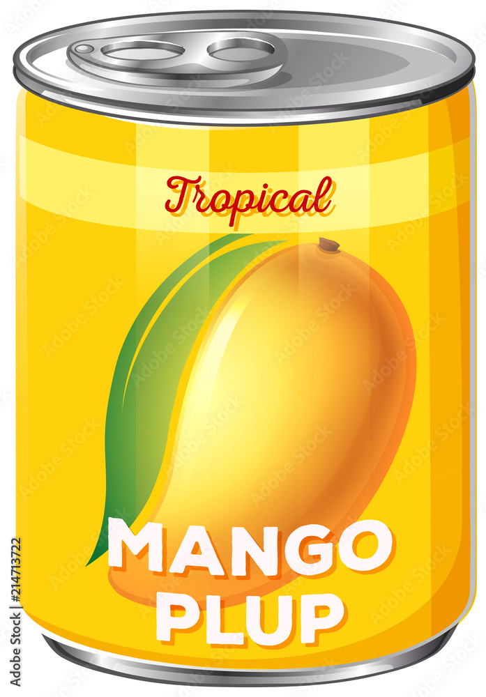 Can of tropical mango pulp