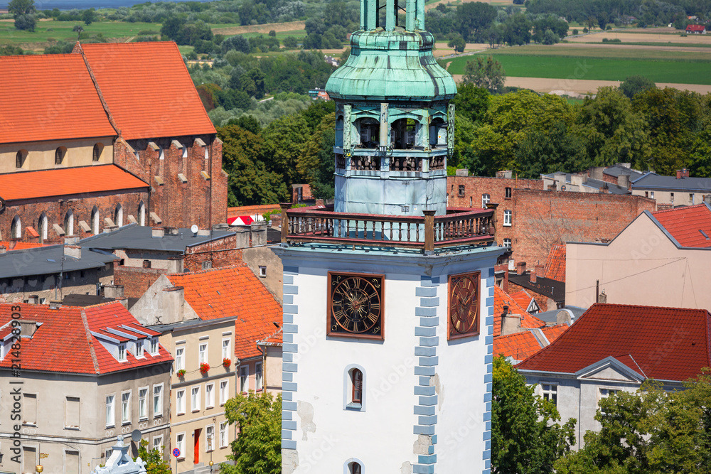 Clock of the historical town hall in Chelmno, Poland