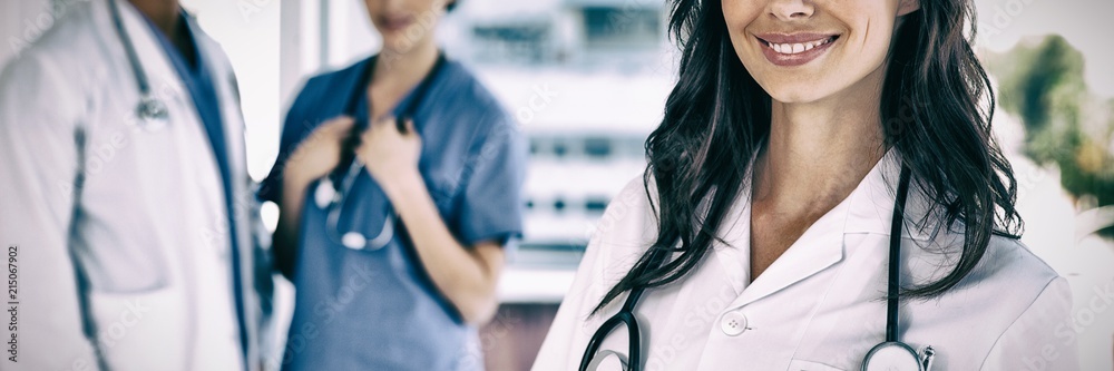 Portrait of cheerful nurse standing 