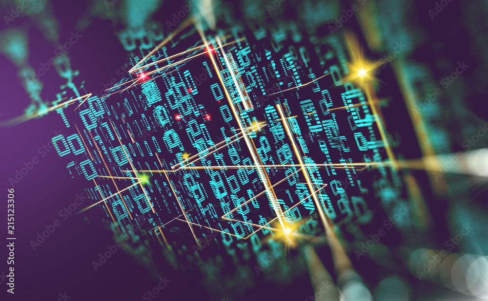 Fondo de informática y programación. Codigo binario y redes.Diseño abstracto de tecnología y datos e