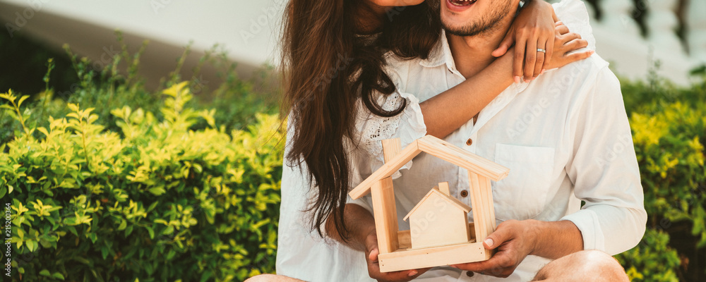 Young couple planning to buy a house concept.