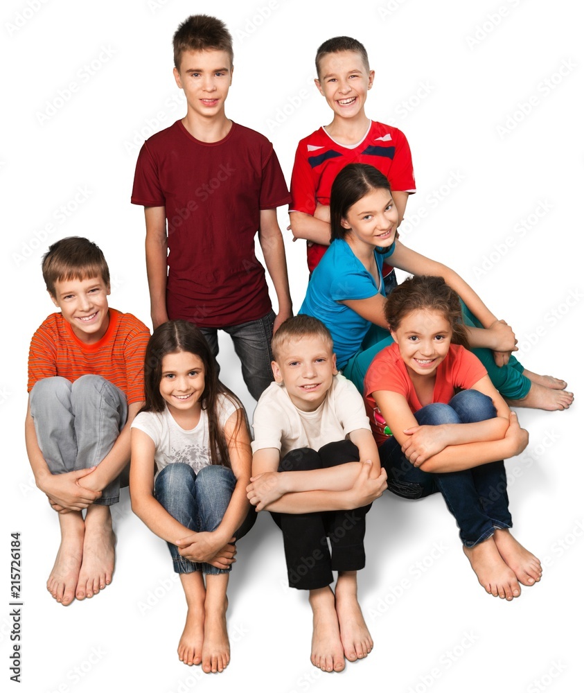 Portrait of Children Sitting Down