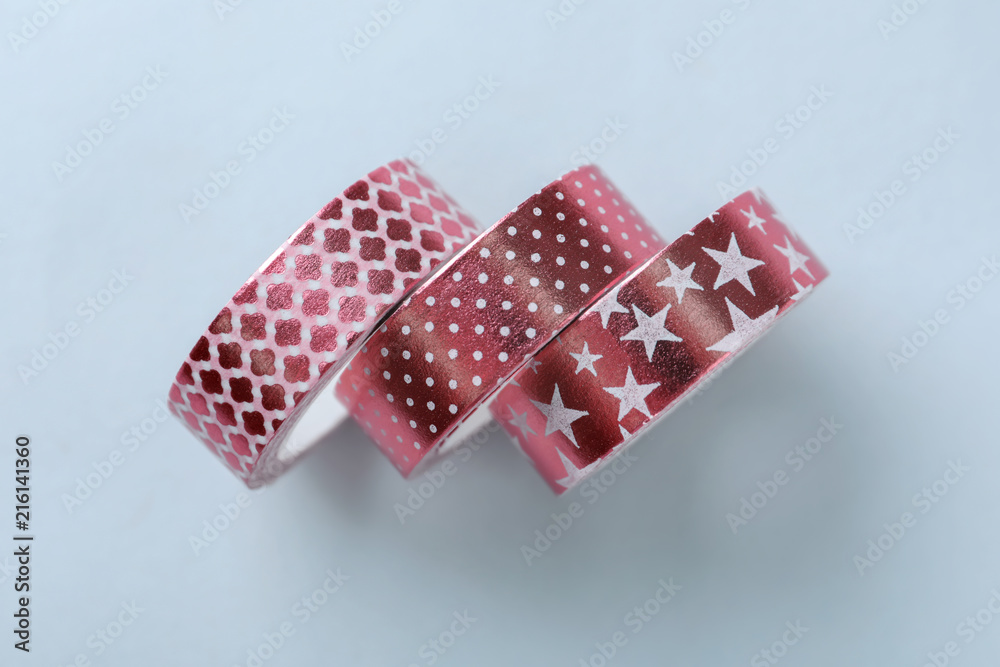 Sticky tapes for scrapbooking on white background