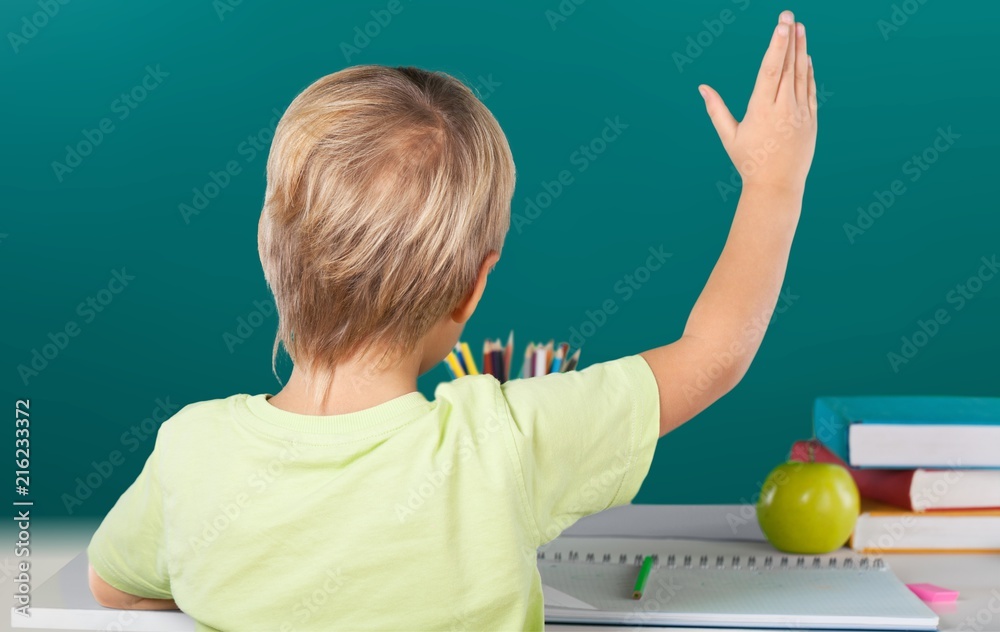 Pupil raising arm during the lesson