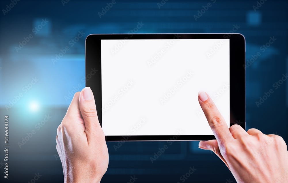 Human hands Holding digital tablet with blank