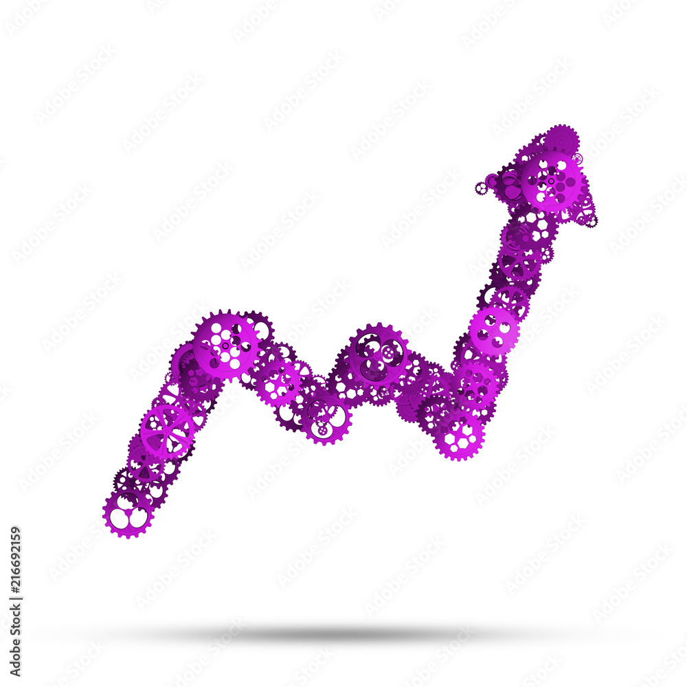 Concept of progress and income in business presented by going up graph