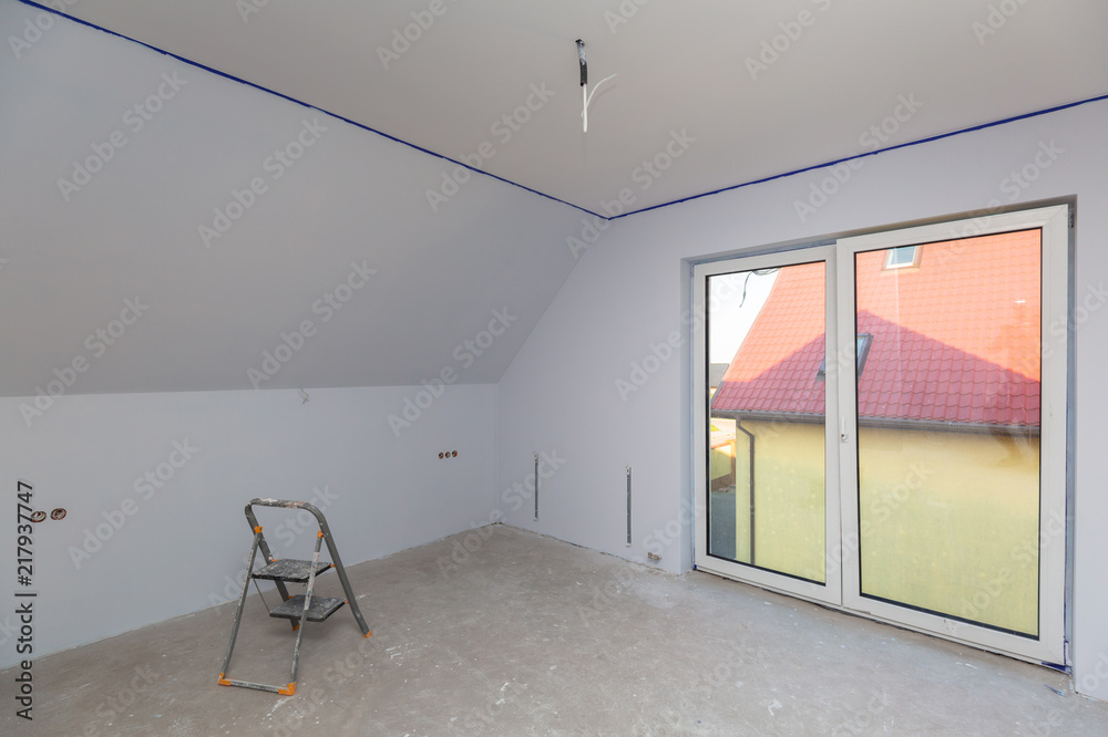 House interior at painting and renovation