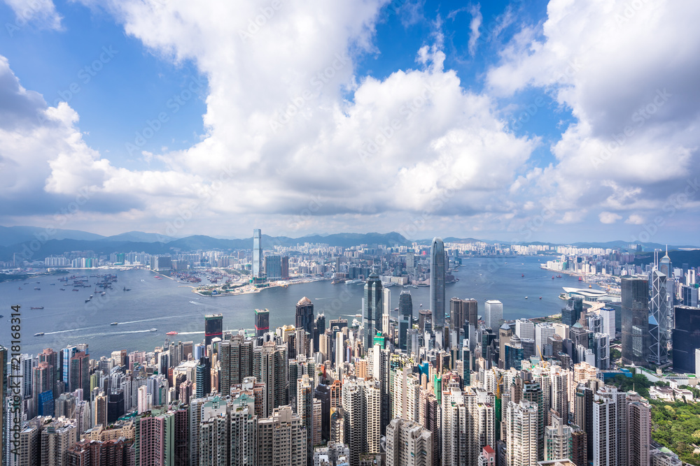 panoramic city skyline in hong kong china