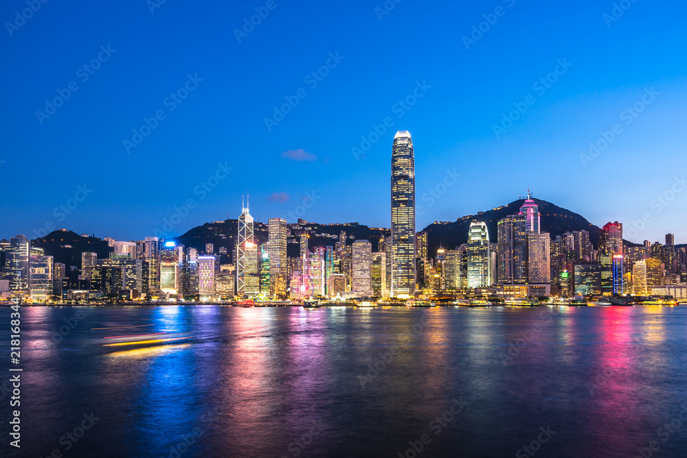 panoramic city skyline in hong kong china