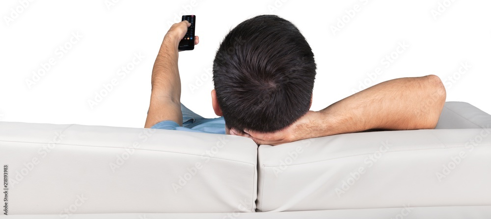 Man Using Remote Control, Back View