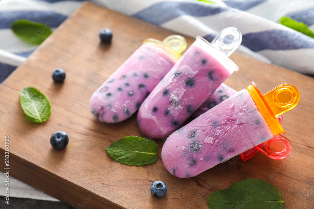 Tasty blueberry popsicles on board