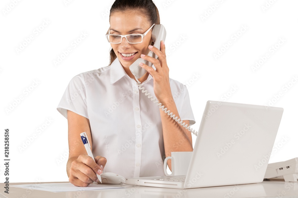 Portrait of a Businesswoman Talking on the Phone