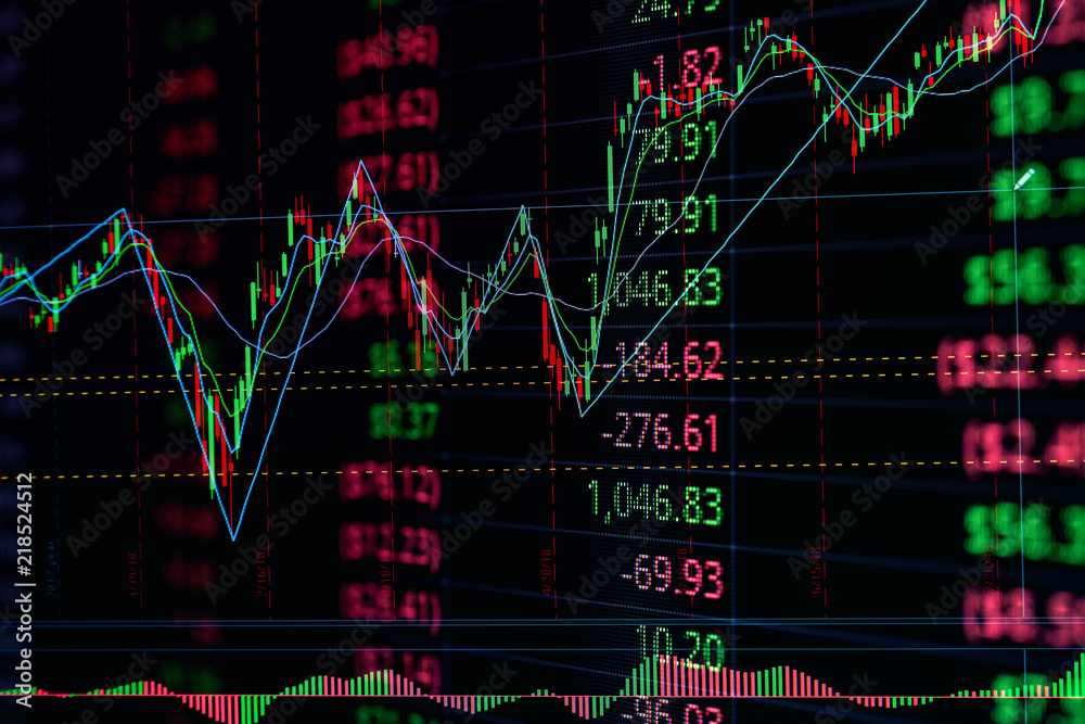 金融业务股市图表蜡烛棒屏幕监视器