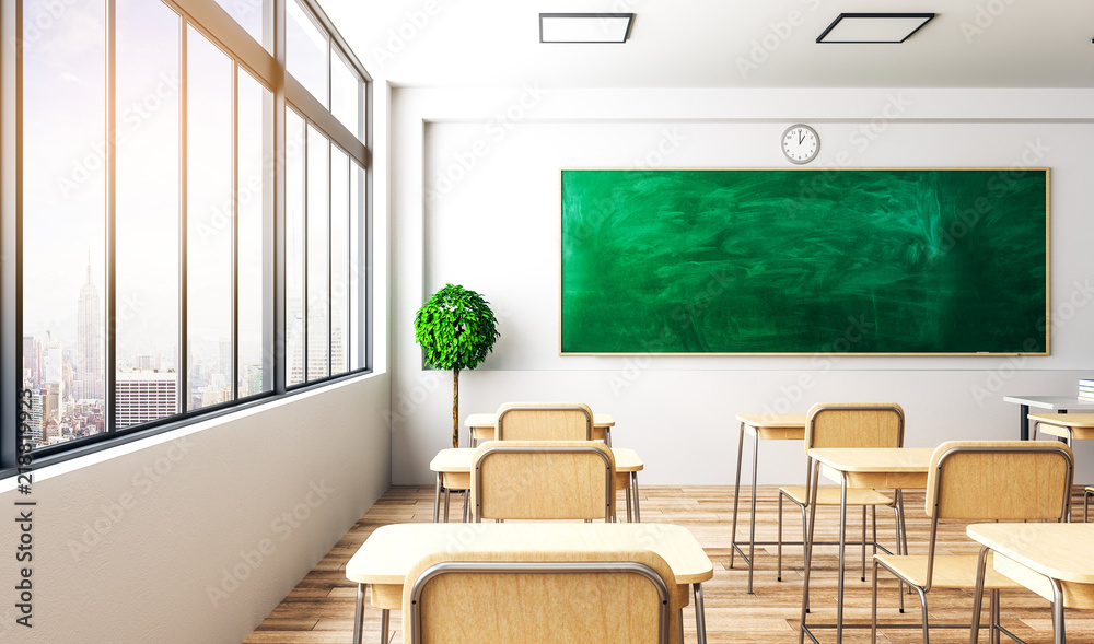 Bright classroom interior