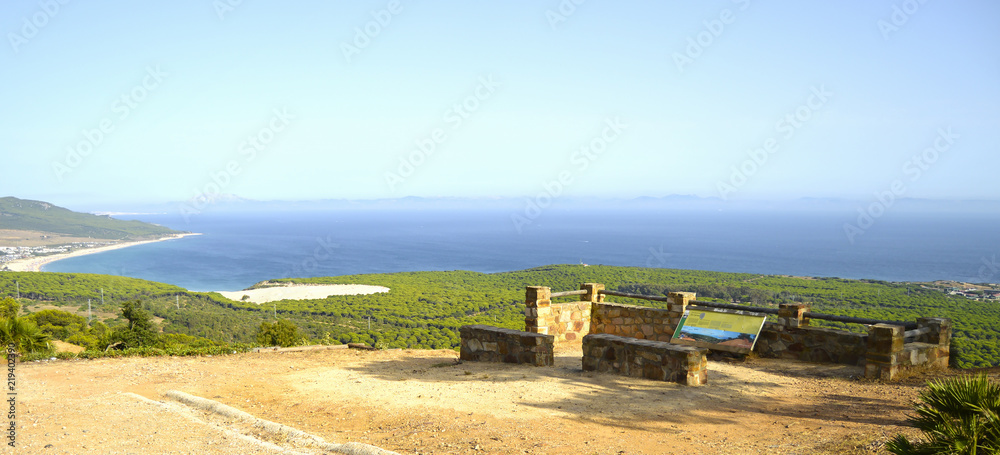 Panoramic view of the bay of Bolonia and the Natural Park of the Strait, province of Cádiz, Spain