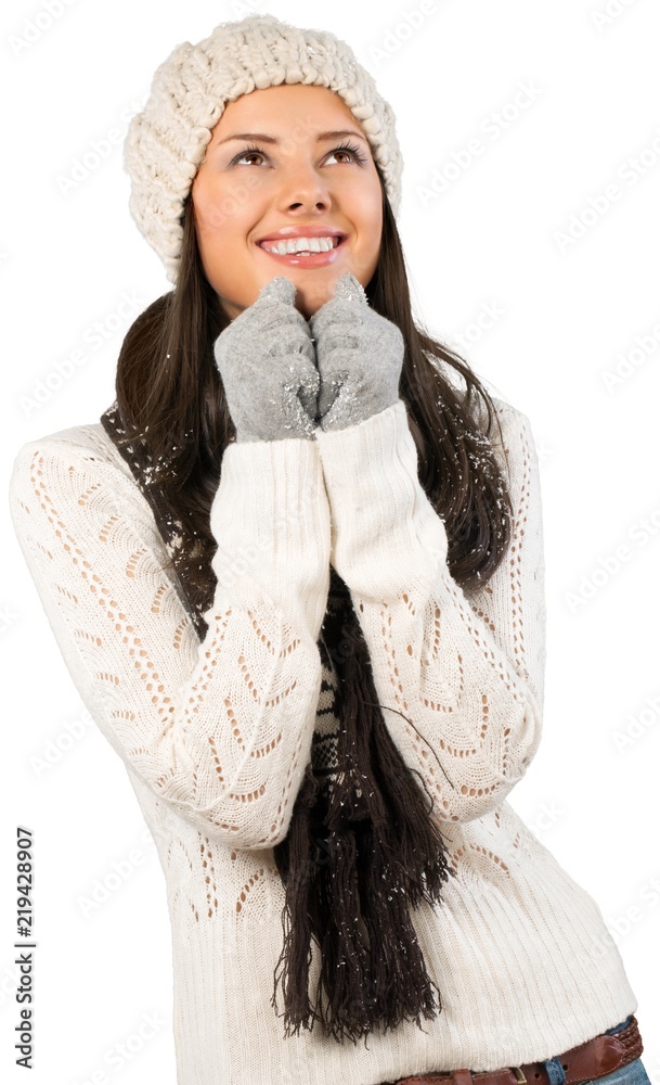 Young Woman In Winter Clothes - Isolated