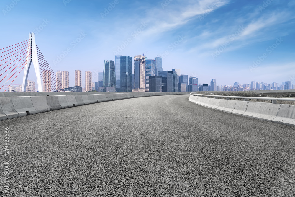 Road surface and skyline of Chongqing urban construction