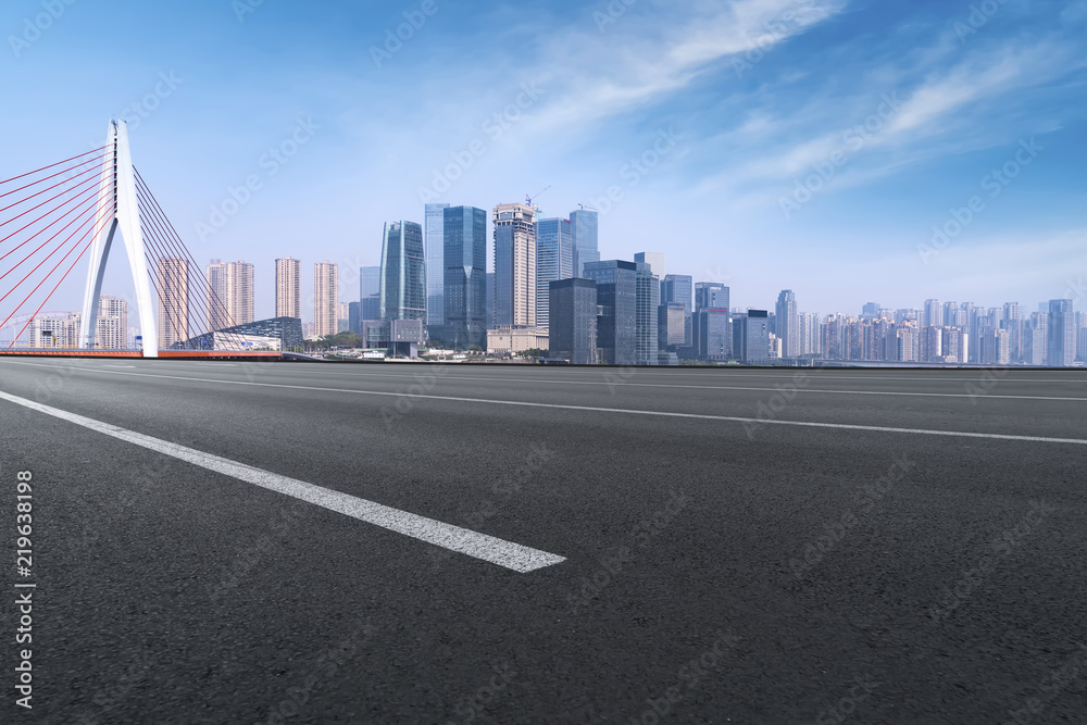 Road surface and skyline of Chongqing urban construction