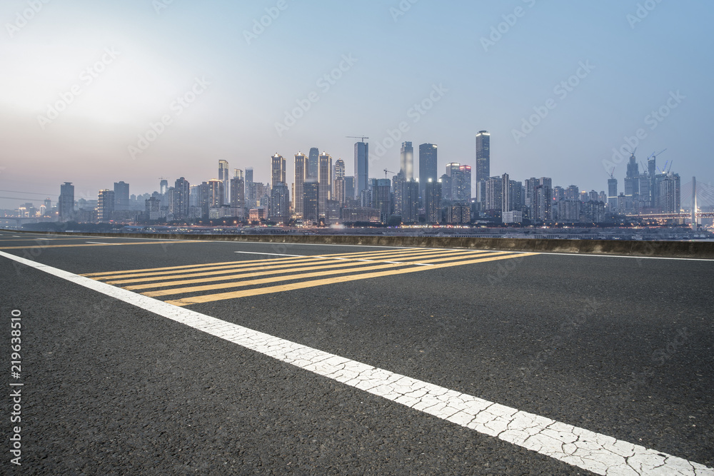 Road surface and skyline of Chongqing urban construction