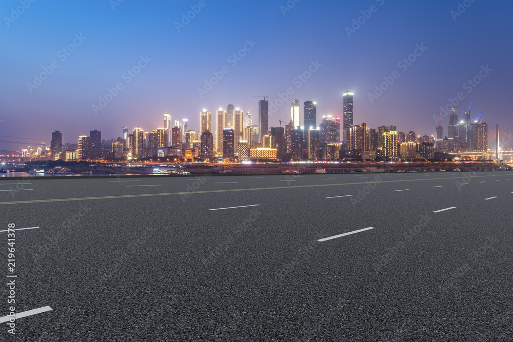 Road surface and skyline of Chongqing urban construction