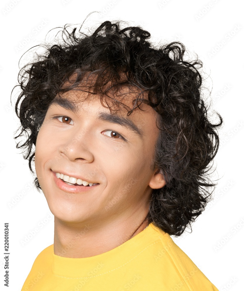 Young handsome man isolated on white background