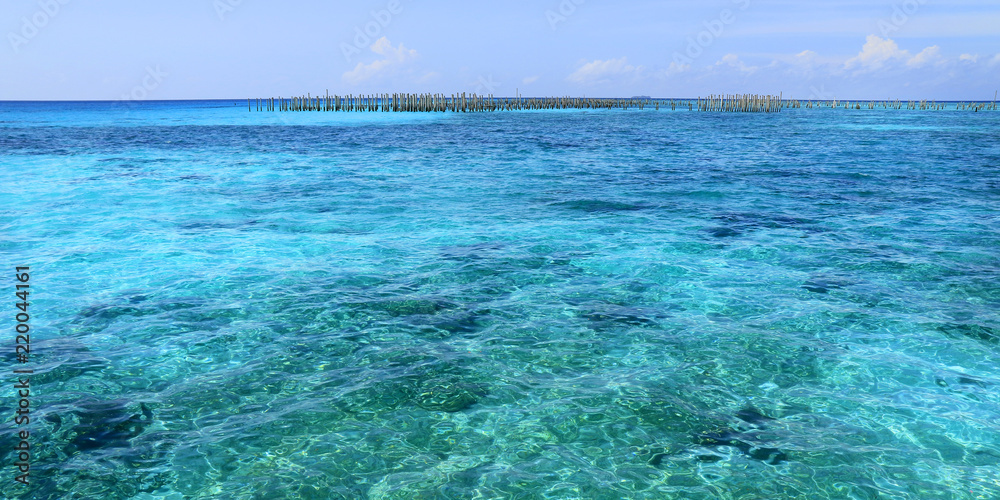 热带岛屿和碧绿的海水景观