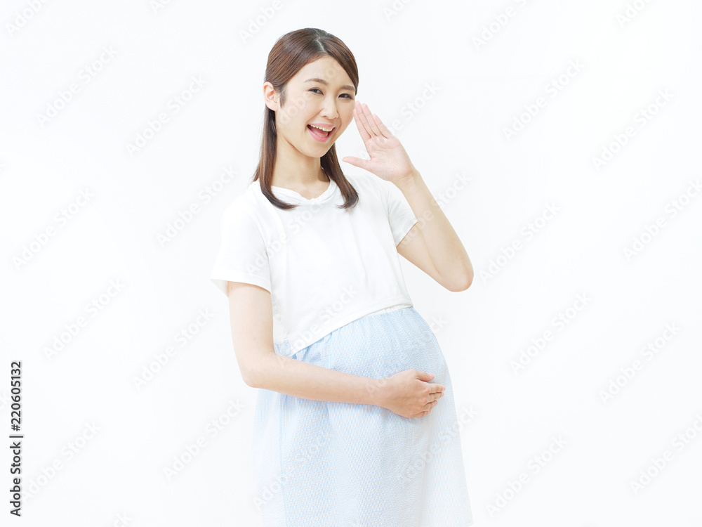 女性　妊婦　話しかける