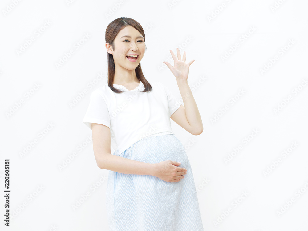 女性　妊婦　驚き