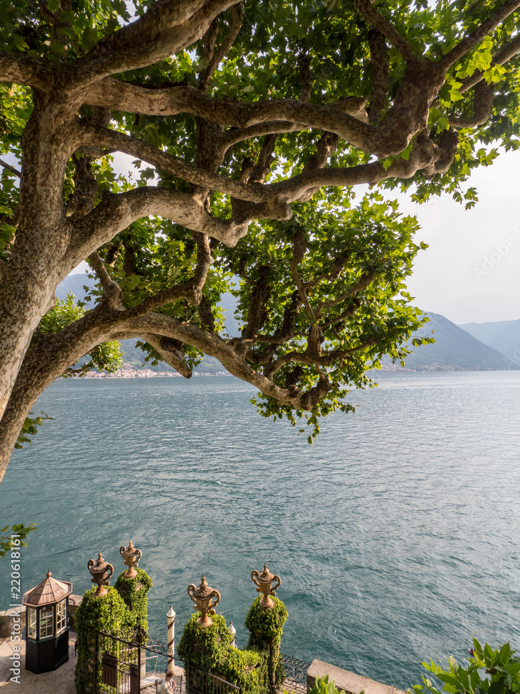 Balbianello，意大利-2018年8月：意大利科莫湖美丽的花园和别墅