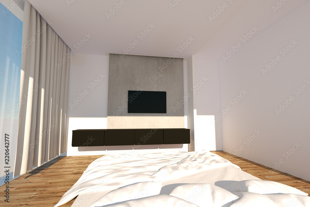 3d rendering, light bedroom