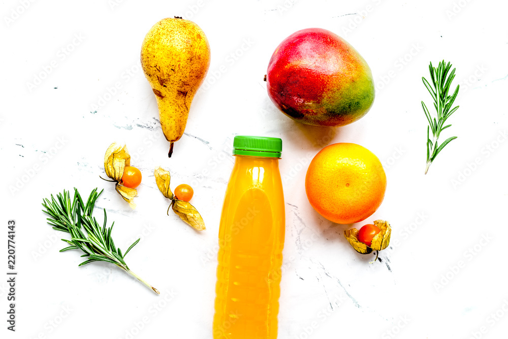 fitness drink in plastic bottle on white table background top vi