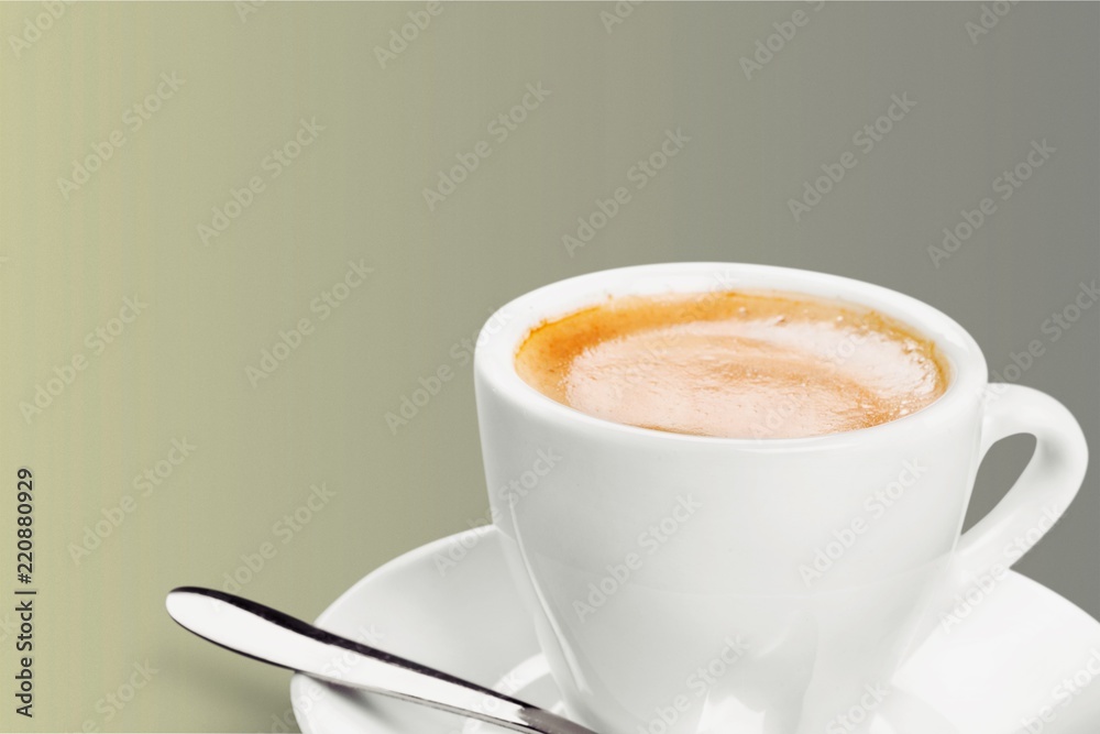 Black coffee in white cup isolated on  background