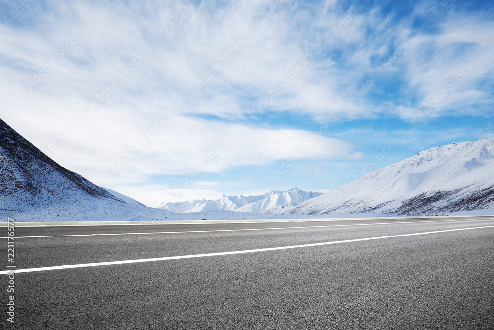 empty road with mountain