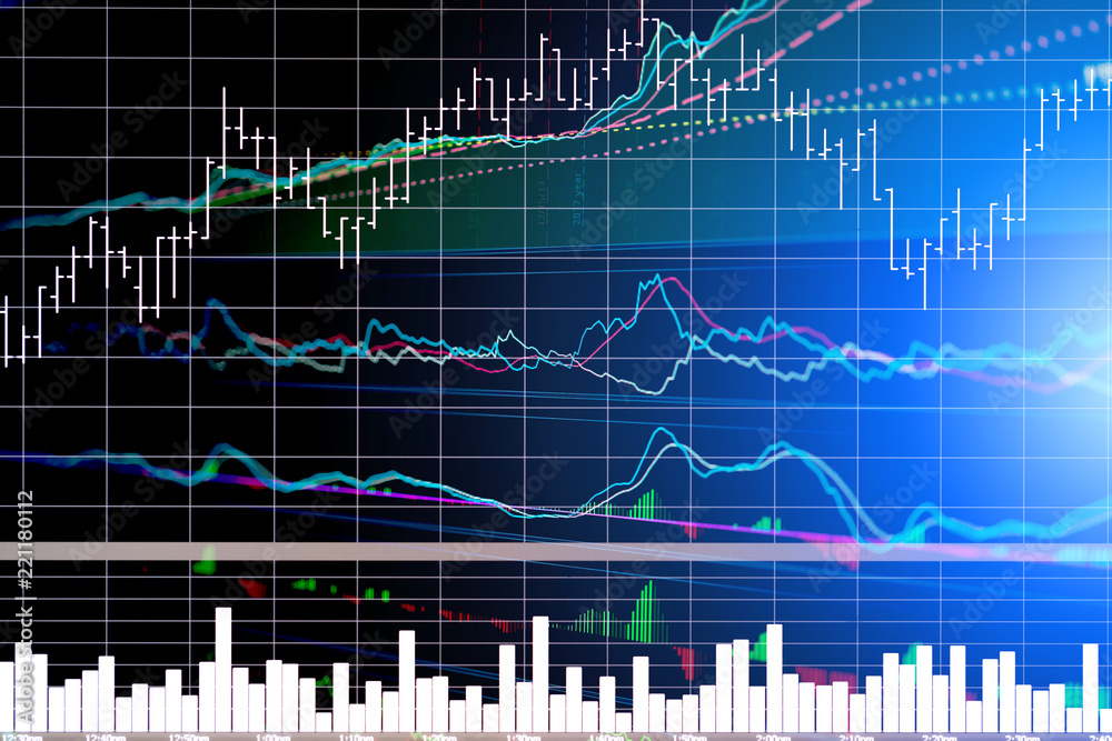 商业金融概念与股市图表指标屏幕监视器