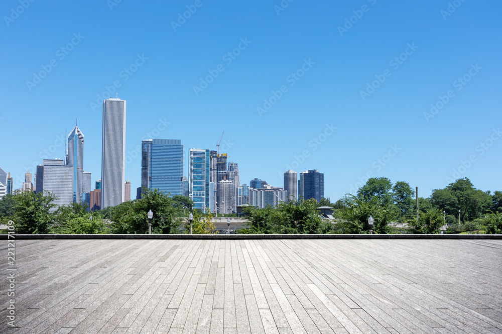 芝加哥现代城市景观的空地