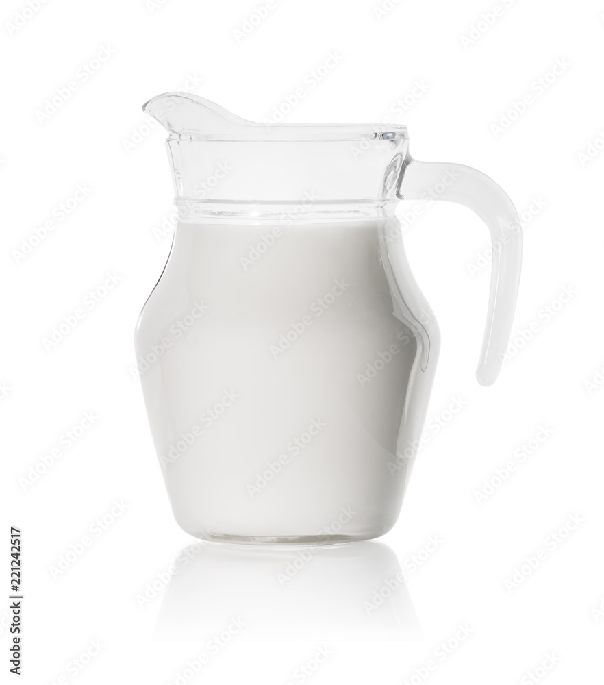 Glass decanter with fresh milk