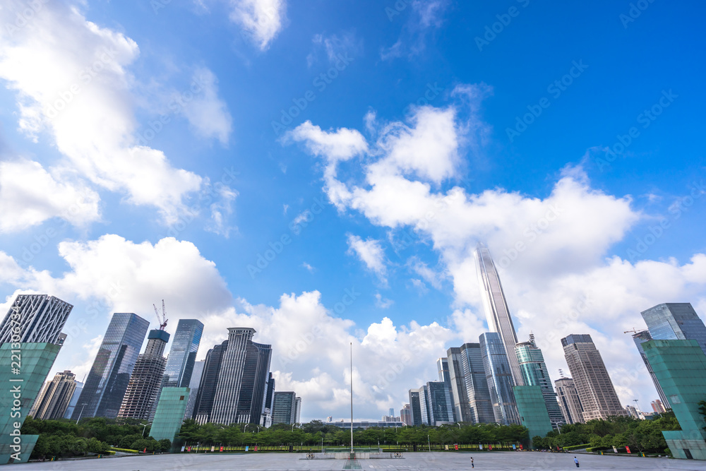 中国深圳城市天际线全景