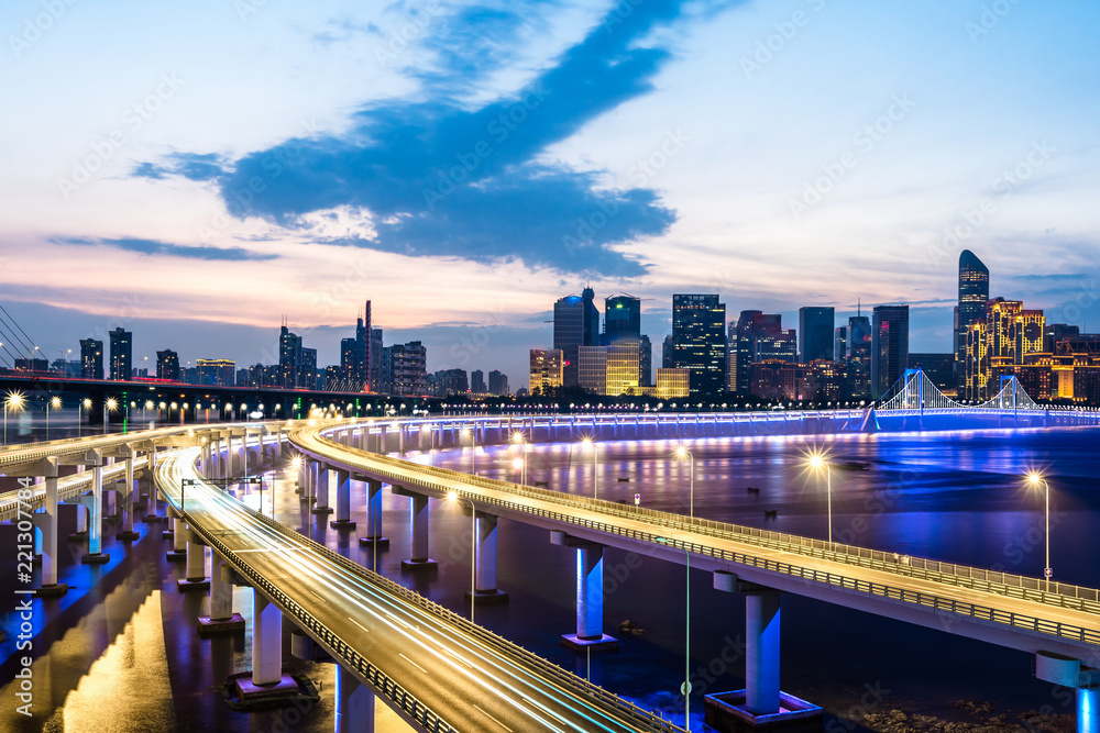 中国杭州全景城市天际线