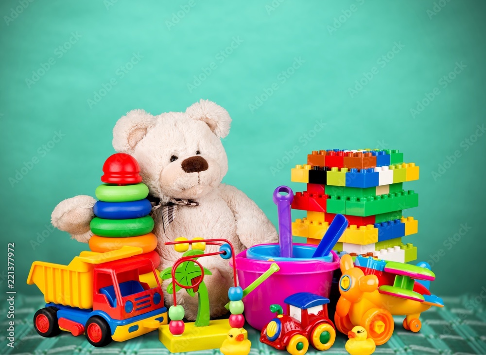 Toys collection isolated on  background