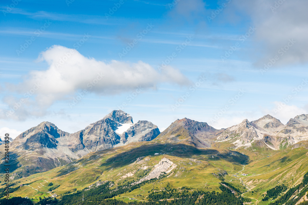 圣莫里茨附近Piz Nair山顶全景